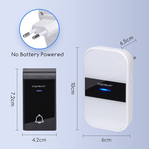 Kit campanello digitale wireless AC bianco, nero Aigostar 10x6x6,5/7,2x2x4 cm - 197919